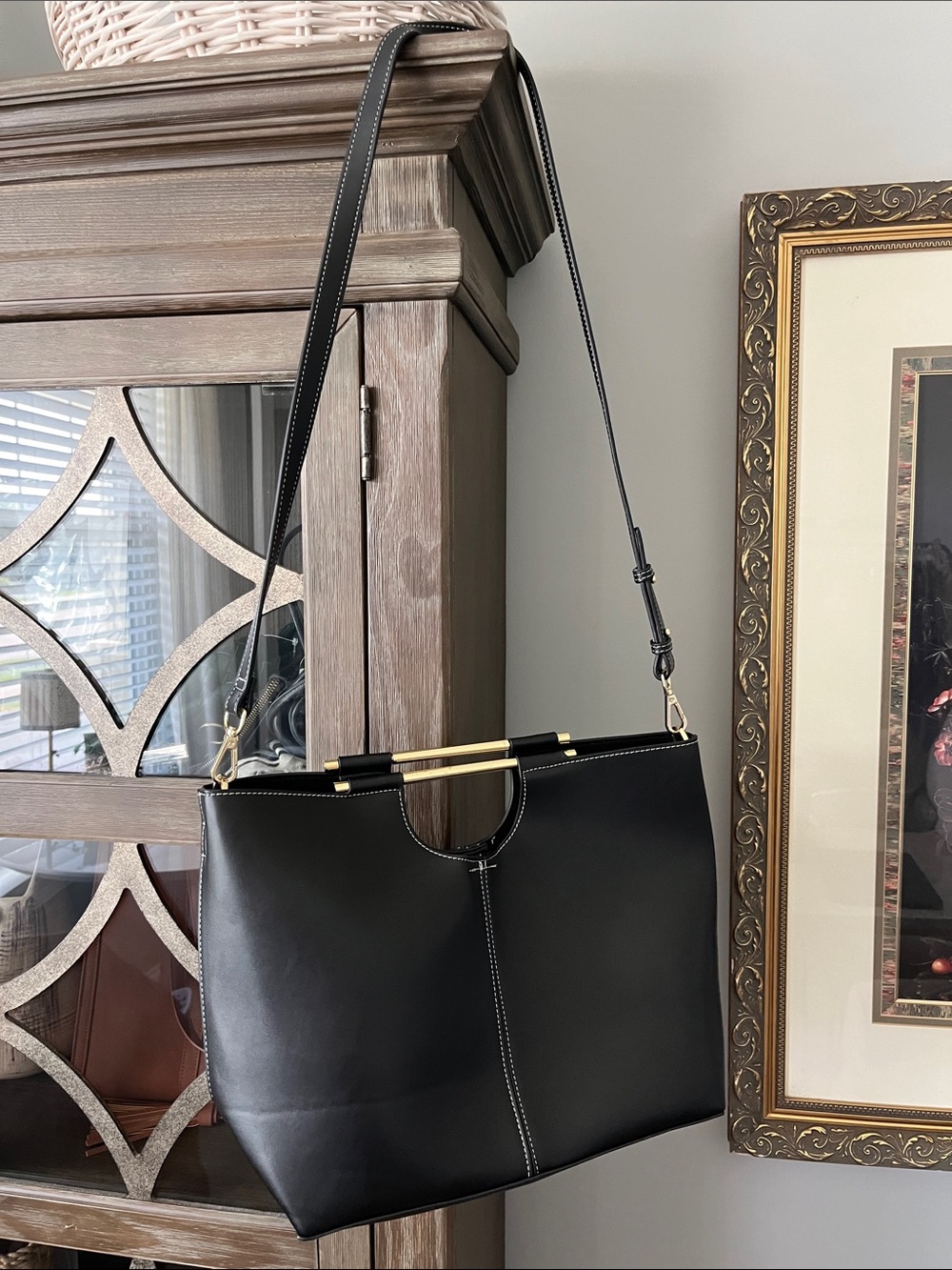 Topshop NWOT Black Shoulder Bag with Gold Hardware